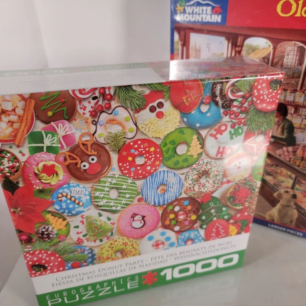 Old Candy Store + Christmas Donut Party 1,000 Piece Puzzles‎ Lot Of 2 Sealed